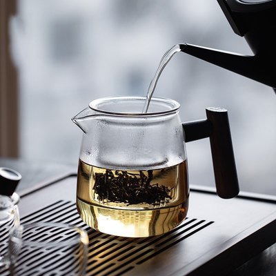 95折免運上新茶壺 天一閣丨日式木把玻璃泡茶壺單壺茶水分離加厚耐高溫可加熱茶具