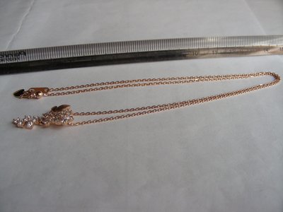 非常漂亮 日本製 18K玫瑰K金 天然鑽石項鍊 真鑽近一克拉 專利伸縮鍊頭 任意長度 全長約45公分 全新品  S206
