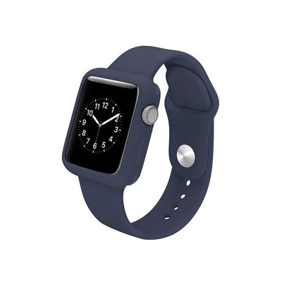 適用蘋果apple watch3錶帶38mm   i Watch1/2代Apple深藍色錶殼  單色保護套裝42mm錶鏈