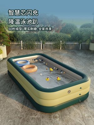 下殺-充氣游泳池家用自動充氣可折疊童游泳桶家庭大人大型別墅泳池~~