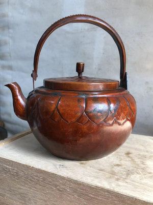 日本早期捶打老銅壺  水注