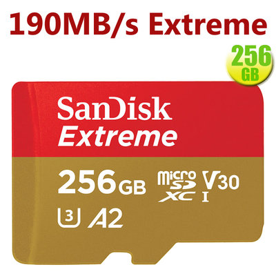SanDisk 256GB 256G microSD Extreme【190MB/s】SD 4K A2 U3 手機記憶卡