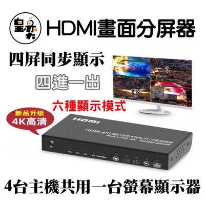 ￼【現貨&發票】HDMI畫面分屏器 分割器4Kx2K HDMI四進一出畫面分割器 附紅外線遙控器 四屏同顯示#HDMI#