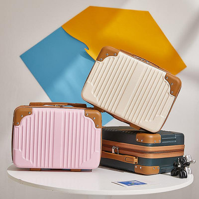 韓版手提箱子化妝箱小型行李箱女14寸化妝包迷你旅行箱復古收納包