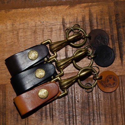 日本 Lucky John 黃銅五金皮革 鑰匙扣 3色來挑
