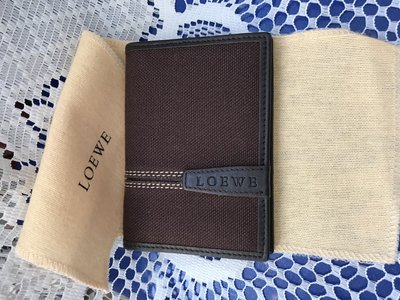 227 ❤️【凱莉呆】LOEWE 真品正品 幾乎全新 咖啡色名片夾 真皮+布質