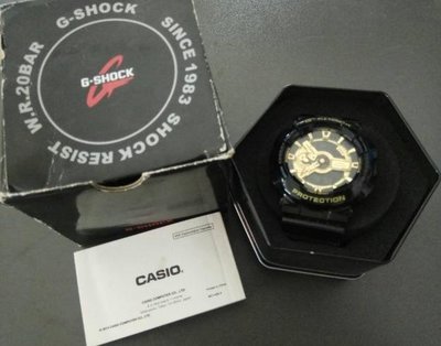 二手CASIO 卡西歐 G-SHOCK 重型機械感 指針雙顯運動錶 GA-110GB-1A