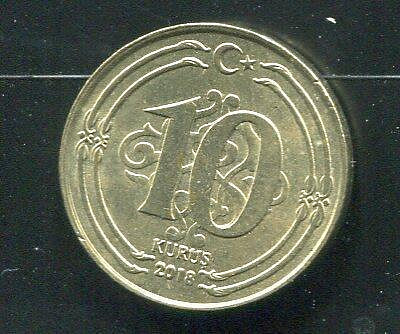 【硬幣】TURKEY (土耳其), 10 Kurus , K1241 , 2018 #207902 品相95新AU+