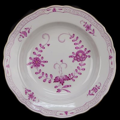 *JAZZ 棧 * 德國麥森Meissen 手繪紫印度系列湯盤