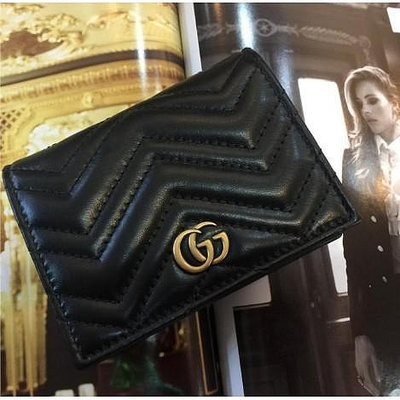 Gucci 皮夾 Marmont 466492 Card Case 馬夢短夾 卡包❤超美經典黑色 現貨+預購