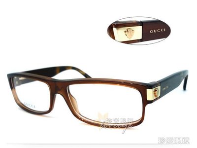 【珍愛眼鏡館】GUCCI 古馳 時尚光學鏡框 舒適彈簧設計 GG1608 咖啡 公司貨正品 # 1608