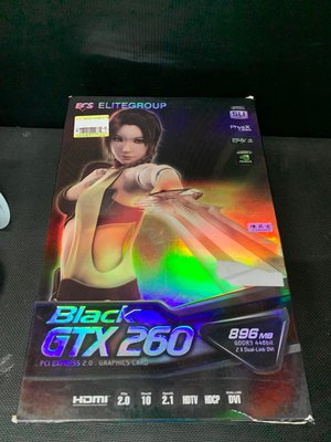 出售二手  ECS 精英   Black  GTX 260    顯示卡 只要500元....  功能正常  保固7日.