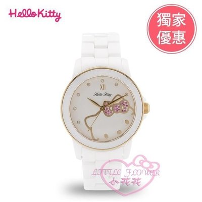 ♥小花凱蒂日本精品♥hello kitty凱蒂貓精緻時鐘手錶-白色款可愛手錶簡約時尚送人自用兩相宜附鐵罐00807203