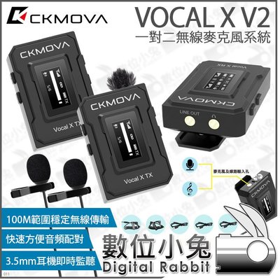 數位小兔【CKMOVA VOCAL X V2 TR+TX+TX 一對二 無線麥克風系統 黑】小蜜蜂 麥克風 3.5mm