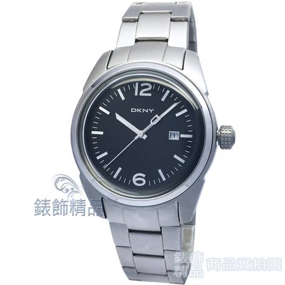 【錶飾精品】DKNY手錶 NY1393 雅爵 霧殼黑面日期鋼帶男表 全新原廠正品