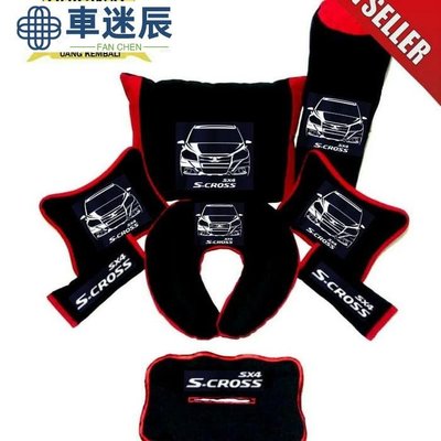 枕頭車 SX4 SCROS 頭枕汽車內飾矽膠刺繡車車迷辰