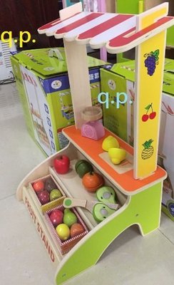 Fruit Stand 木製玩具 兒童扮家家酒 小孩遊戲 水果切切樂 貨物架 蔬果擺放架 蔬菜攤 販賣亭 水果行角色扮演