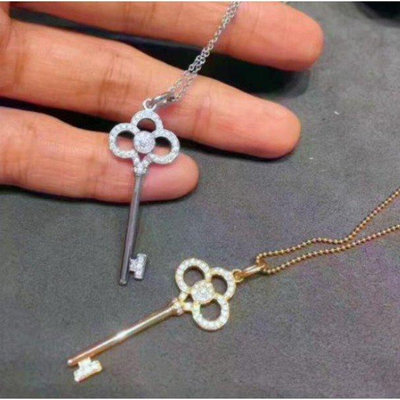 Tiffany 蒂芙尼 18K 玫瑰金 鑽石 皇冠 鑰匙 項鍊 現貨