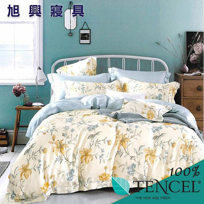 【旭興寢具】TENCEL100%天絲萊賽爾纖維 加大6x6.2尺 鋪棉床包舖棉兩用被四件式組-醉花都