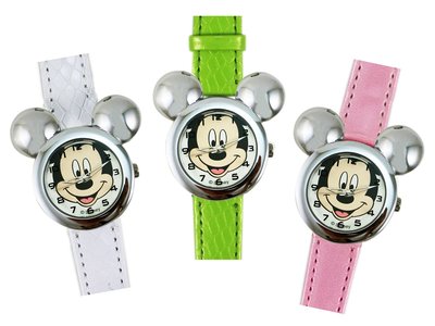 【卡漫迷】 出清6折特價 米奇 手錶 皮革 三色選一 ㊣版 馬卡龍 錶帶 Mickey 兒童錶 女錶 卡通錶 米老鼠