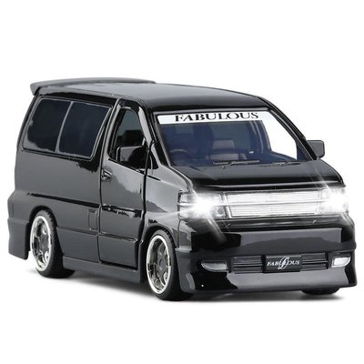 邦妮精選　玩具模型汽車JKM132尼桑君爵FABULOUS改裝MPV面包車開門聲光合金車模玩具模型