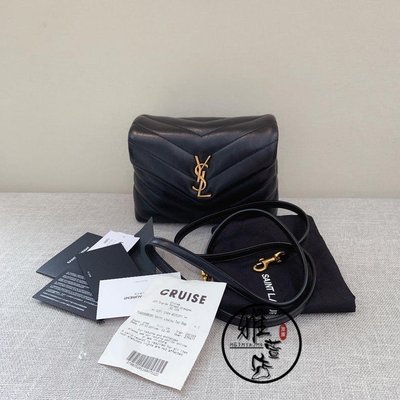 雅萱二手 YSL Saint Laurent(聖羅蘭)Toy Loulou 黑金牛皮 ysl方胖子 相機包467072