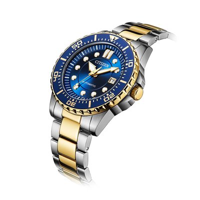【金台鐘錶】CITIZEN 星辰 (半金藍水鬼) 潛水機械錶 43mm 時尚男錶 100米防水 NJ0174-82L