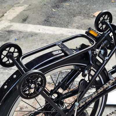 自行車配件扶搖 H&amp;H 適用brompton小布折疊自行車配件改裝鈦合金推行輪貨架