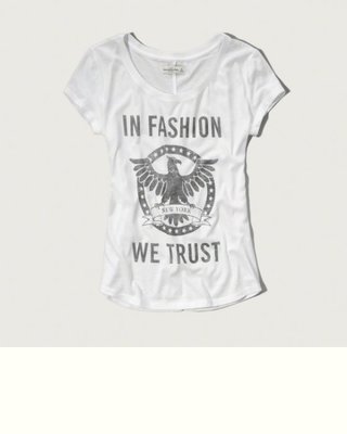 【A & F.】IN FASHION WE TRUST GRAPHIC TEE棉質圓領短T-----現貨S