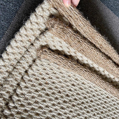 編織黃麻地毯北歐簡約客廳茶幾地墊臥室床邊地毯門口墊編織籃 編織筐