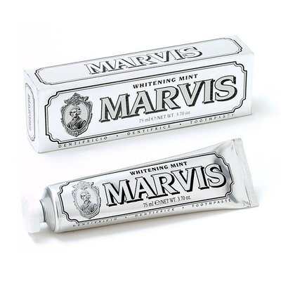 【美妝行】MARVIS 義大利精品牙膏 亮白薄荷牙膏 75ML (銀色) 牙膏界的愛瑪仕