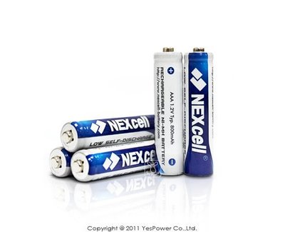 NEXcell 台灣耐能低自放4號鎳氫超高容量充電電池 /電容量800mAh /立即用