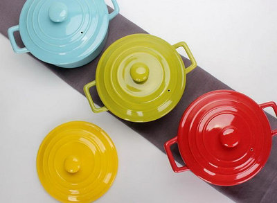 陶瓷鍋l陶瓷鍋 韓國式彩色耐熱砂鍋 熬燉煲粥綠多湯雙耳湯鍋 紅黃藍橙煎鍋