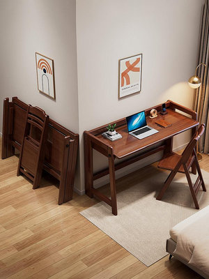 廠家出貨全實木折疊書桌家用45cm寬中學生學習桌臥室靠墻辦公桌簡易電腦桌