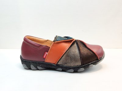 零碼鞋 5.5號 Zobr 路豹 牛皮氣墊方便鞋 DD292 紅彩色   (雙氣墊  DD系列) 特價990元