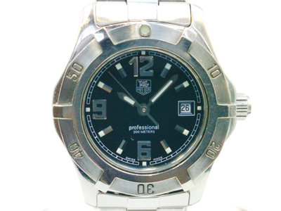 【發條盒子K0138】TAG HEUER 豪雅Professional 200 黑面石英 日期顯示 不銹鋼鐵帶 經典女錶 WN1310