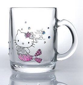 [Kitty 旅遊趣] 特價 Hello Kitty 玻璃杯 凱蒂貓 美人魚 水鑽杯 玻璃馬克杯 杯子 禮物 啤酒杯