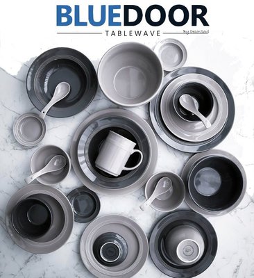 BlueD_灰階套組 碗盤組 9件組 盤子 平盤 湯盤 圓盤 飯碗 湯匙 黑灰色 簡約 北歐風創意設計裝潢 新居入遷禮物
