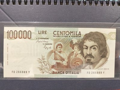 特色紙鈔--義大利1983年 100000元 詳說明