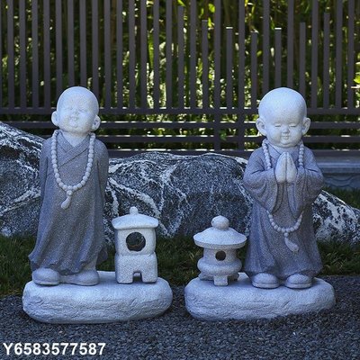 【熱賣精選】日式庭院石雕小和尚佛像擺件中式枯山水戶外造景禪意裝飾品小沙彌