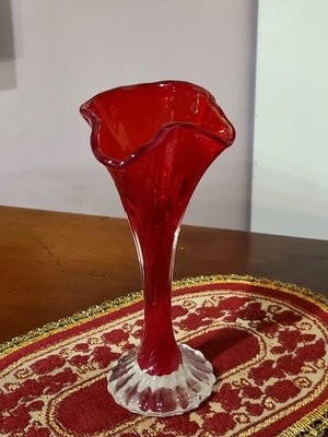 【卡卡頌  歐洲古董】義大利 美麗 綻放花朵瓶口 手工玻璃 花瓶   獨一無二  歐洲老件 g0666 ✬