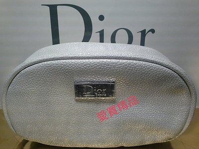 愛買精品~Dior迪奧白色橢圓化妝包(白色)(顆粒狀皮革材質)