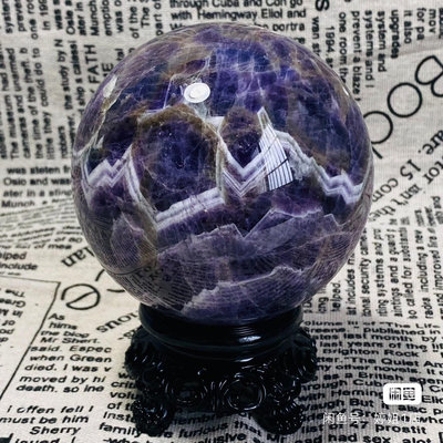 W28天然紫水晶球擺夢幻紫色水晶居家飾品，原石打磨，隨手一 水晶 原石 擺件【玲瓏軒】