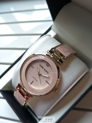 Anne Klein手錶時尚精品錶款，編號:AN00134,粉紅色錶面金粉紅色金屬琺瑯錶帶款