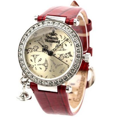 Vivienne Westwood 手錶 英國 立體ORB墜飾 亮面皮帶 水鑽錶圈 土星 女錶 VV006SLRD