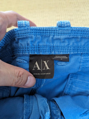 ARMANI Exchange AX 藍色多口袋短褲 仿舊工作短褲 32