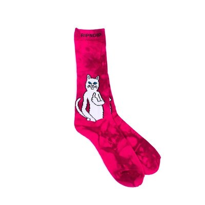 【PROXY】RIPNDIP Catfish Socks Pink Tie Dye 中筒襪 中指貓 渲染 粉紅色