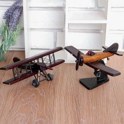 實木製作3D復古飛機模型家居櫥窗辦公室桌面裝飾擺件影視拍攝道具