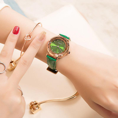 熱銷 GUOU新款手錶腕錶女士學生韓版簡約休閑大氣時尚潮流防水皮帶石英女錶607 WG047
