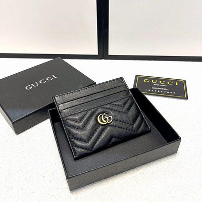 Gucci古奇2022新款GG Marmont系列卡片夾 一片式超薄卡包 女式高檔精致卡套名片夾